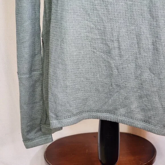 Fringe Studios Green Cotton Poly LS Deep Side Slit High Low Waffle Knit Top Sz M - Picture 6 of 16